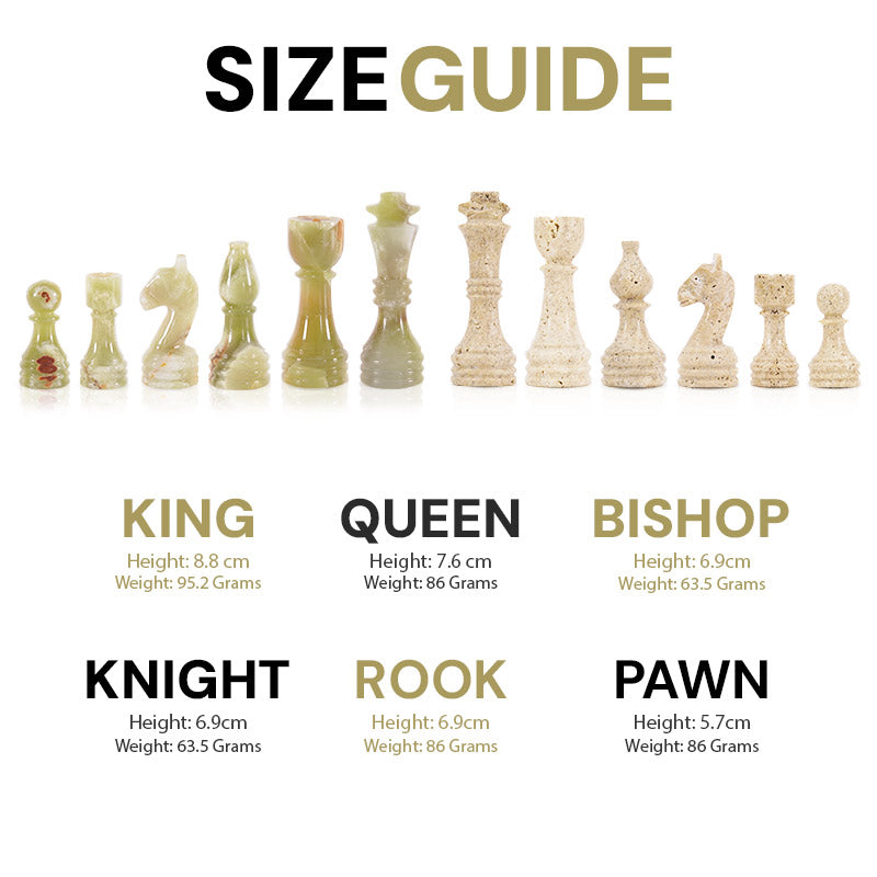 Marble Chess Set 38cm – Green & Travertine