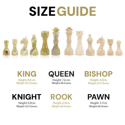Marble Chess Set 38cm – Green & Travertine