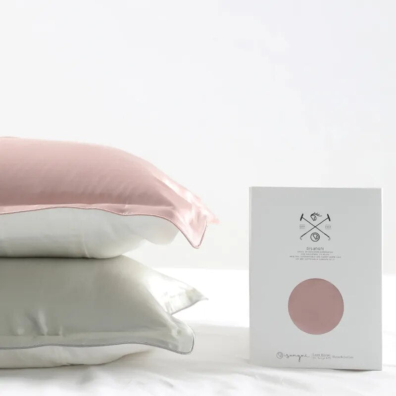 Anyhouz Pillowcase 50x75cm Dark Gray Pure Real Silk For Comfortable And Relaxing Home Bed