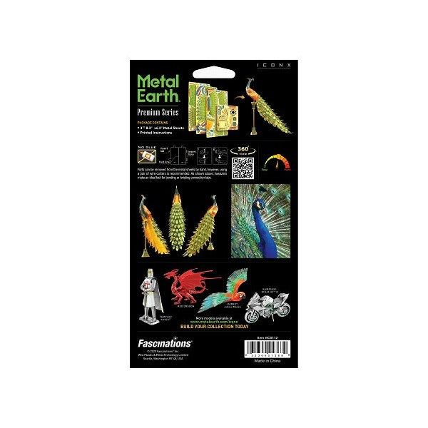 Metal Earth ICONX Peacock – 3D Metal Model Kit