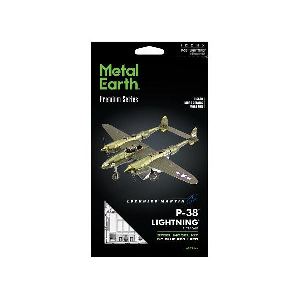 Metal Earth ICONX P-38 Lightning – 3D Metal Model Kit