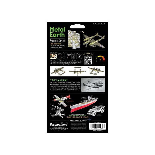 Metal Earth ICONX P-38 Lightning – 3D Metal Model Kit