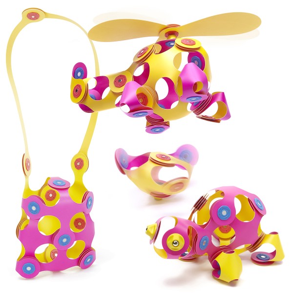 Clixo Crew Pack - Pink/Yellow – Magnetic Building Toy
