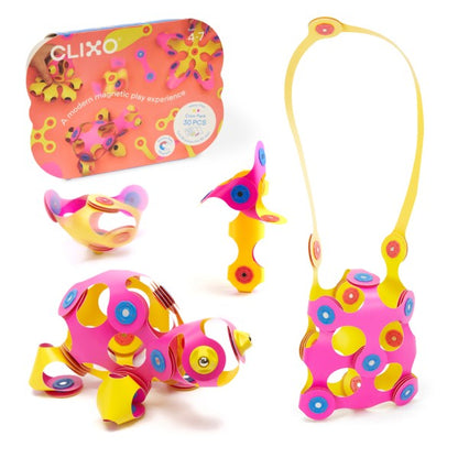 Clixo Crew Pack - Pink/Yellow – Magnetic Building Toy