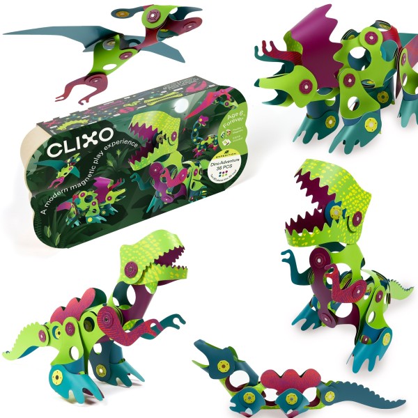 Clixo Dino Adventure – Magnetic Building Toy