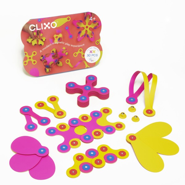 Clixo Crew Pack - Pink/Yellow – Magnetic Building Toy