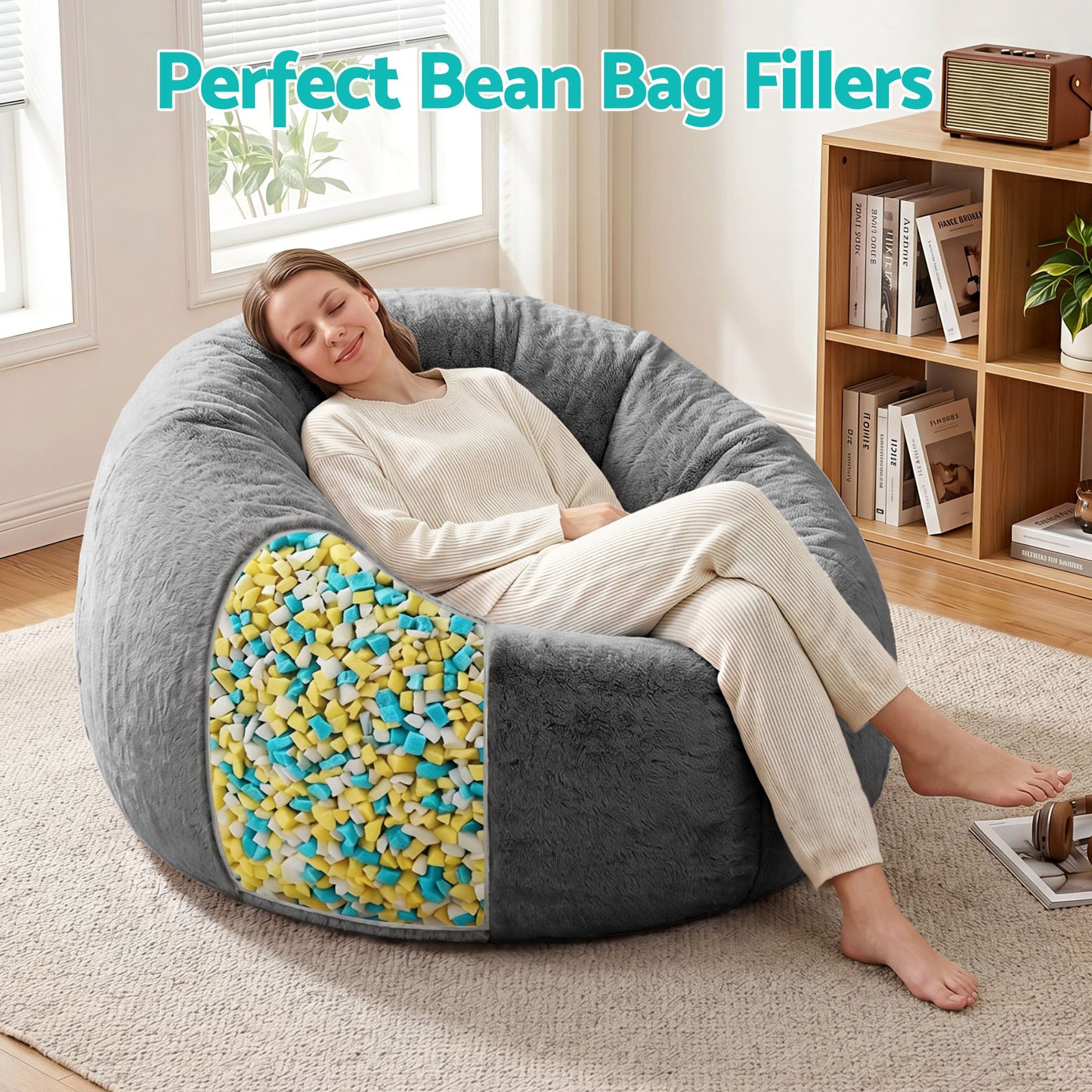Artiss 5lbs (2.2KG) Bean Bag Filler Shredded Memory Foam Filling High Density Soft Pillow...