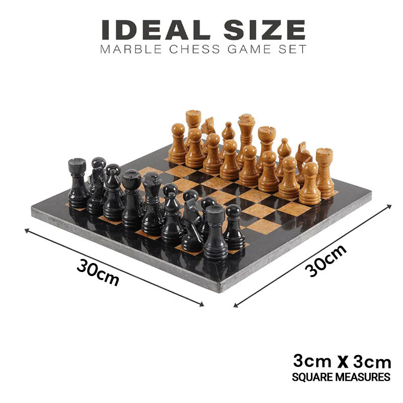 Marble Chess Set 30cm – Black & Golden