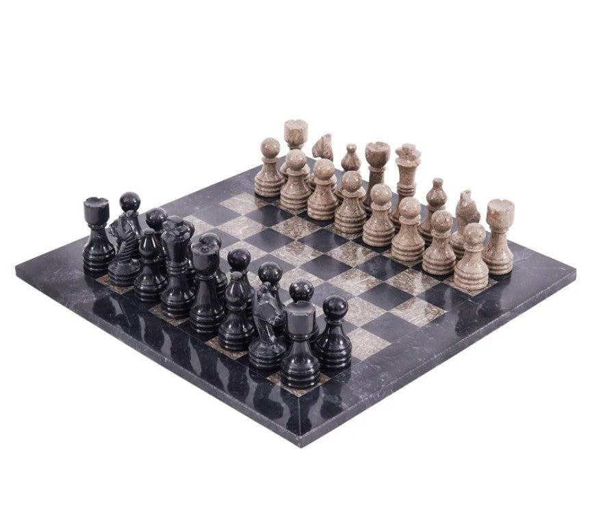 Handmade Marble Tournament Full Chess Game Set + Standard Storage Box