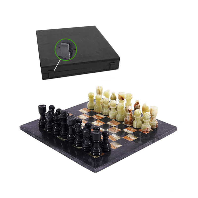 Marble Chess Set 30cm – Black & Green