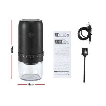 Devanti Electric Coffee Grinder USB-C Rechargeable Portable Coffee Bean Grinder With 40...