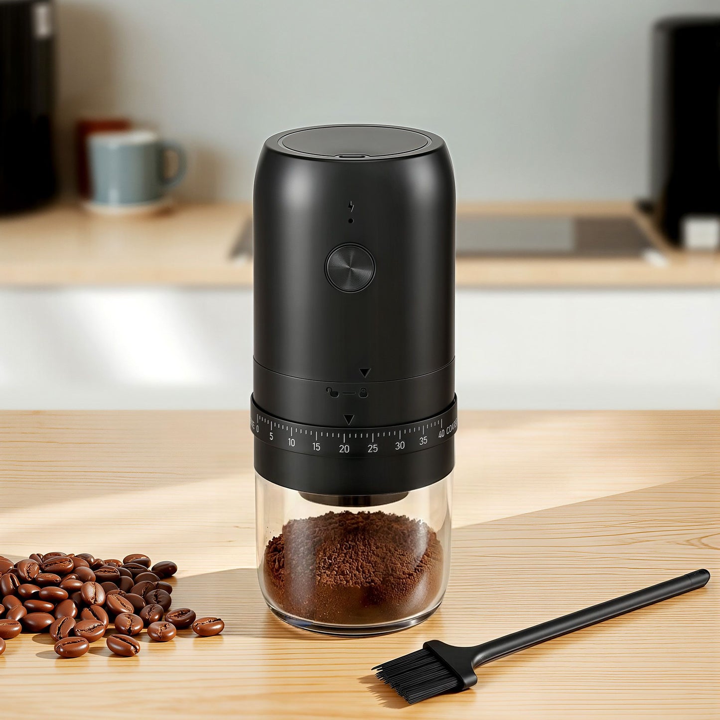 Devanti Electric Coffee Grinder USB-C Rechargeable Portable Coffee Bean Grinder With 40...
