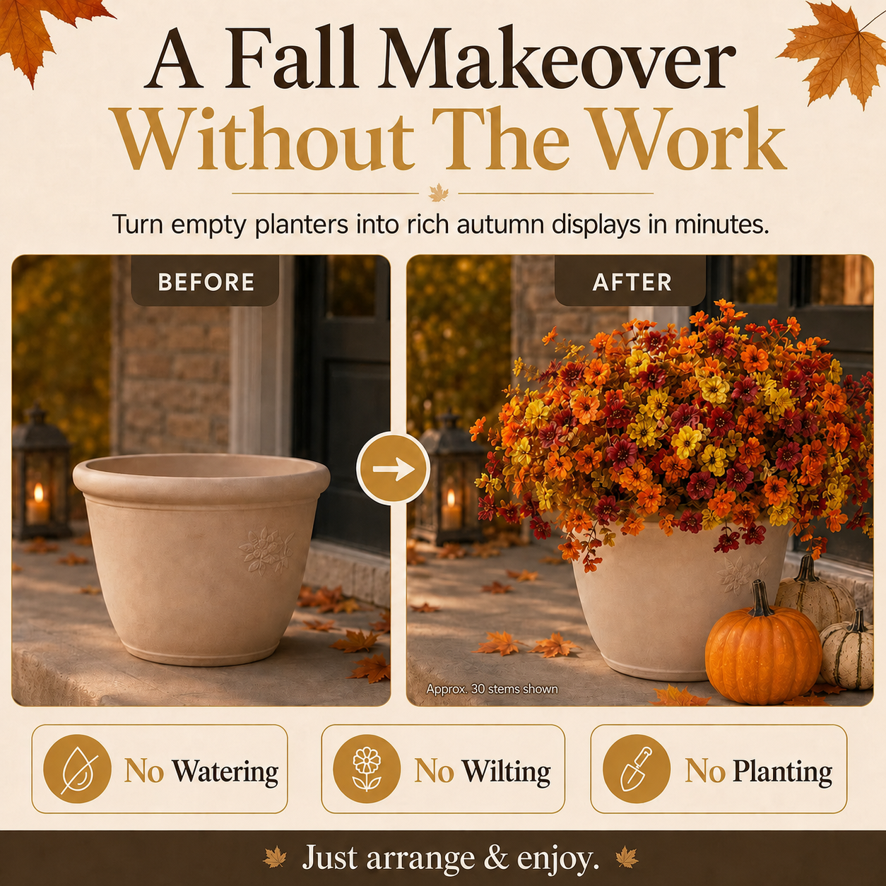 Fall Porch Faux Flower Bundles — Autumn Home Decor 8