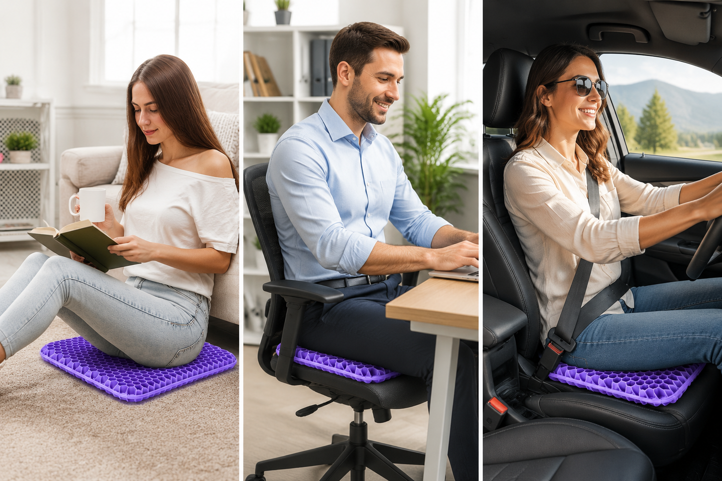 ComfortCore™ Premium Cooling Gel Seat Cushion — Pressure-Relieving Support for Office, Car & Wheelchair | Honeycomb Breathable Design