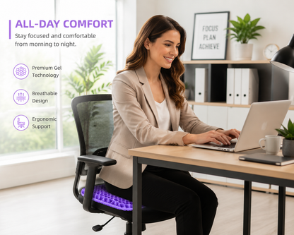 ComfortCore™ Premium Cooling Gel Seat Cushion — Pressure-Relieving Support for Office, Car & Wheelchair | Honeycomb Breathable Design