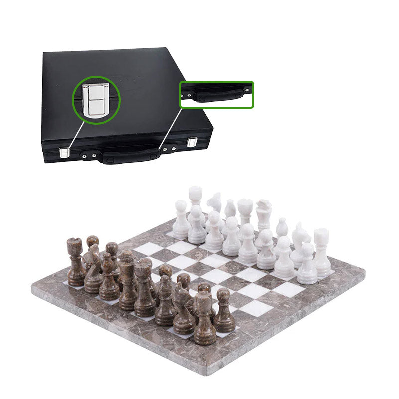 Marble Chess Set 30cm – Oceanic & White