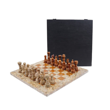 Marble Chess Set 25cm – Coral & Red