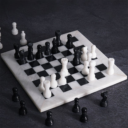 Marble Chess Set 25cm – Black & White