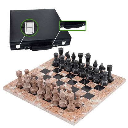 Marble Chess Set 38cm – Black & Marinara