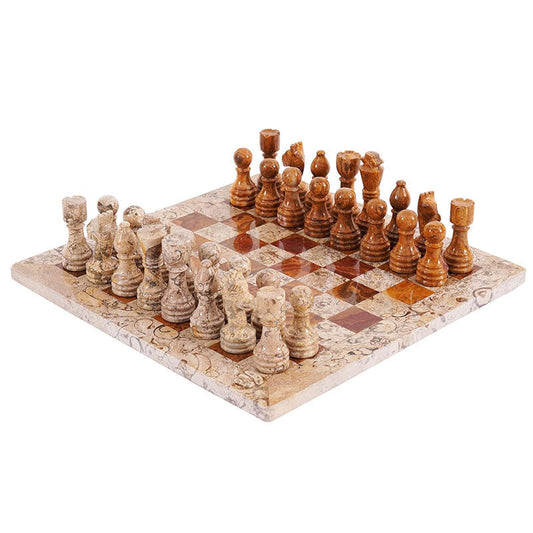 Marble Chess Set 30cm – Coral & Red