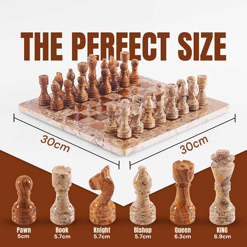 Marble Chess Set 30cm – Coral & Red