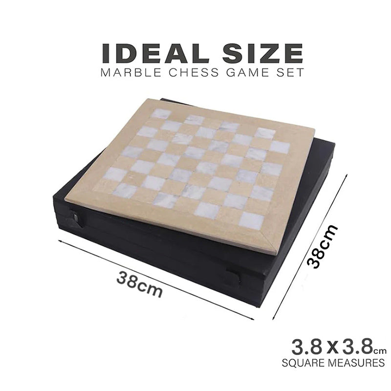 Marble Chess Set 38cm – Verona & White
