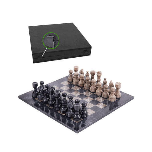 Marble Chess Set 30cm – Black & Oceanic