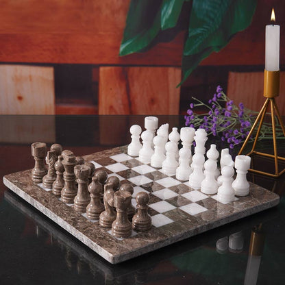 Marble Chess Set 30cm – Oceanic & White