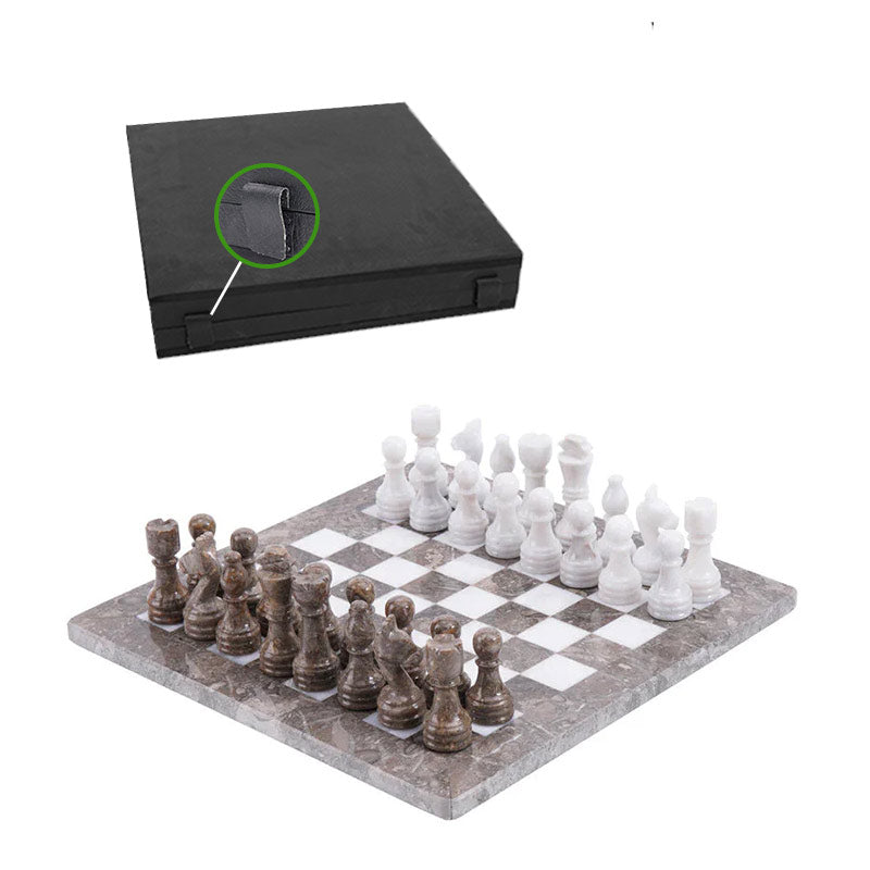 Marble Chess Set 30cm – Oceanic & White