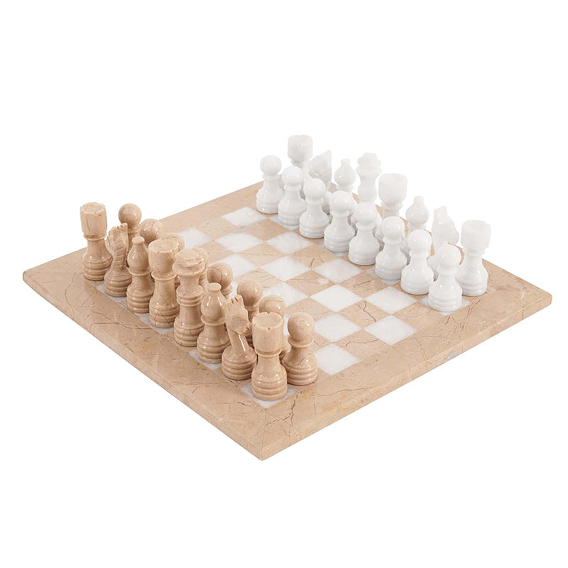 Marble Chess Set 30cm With Standard Box – Verona & White