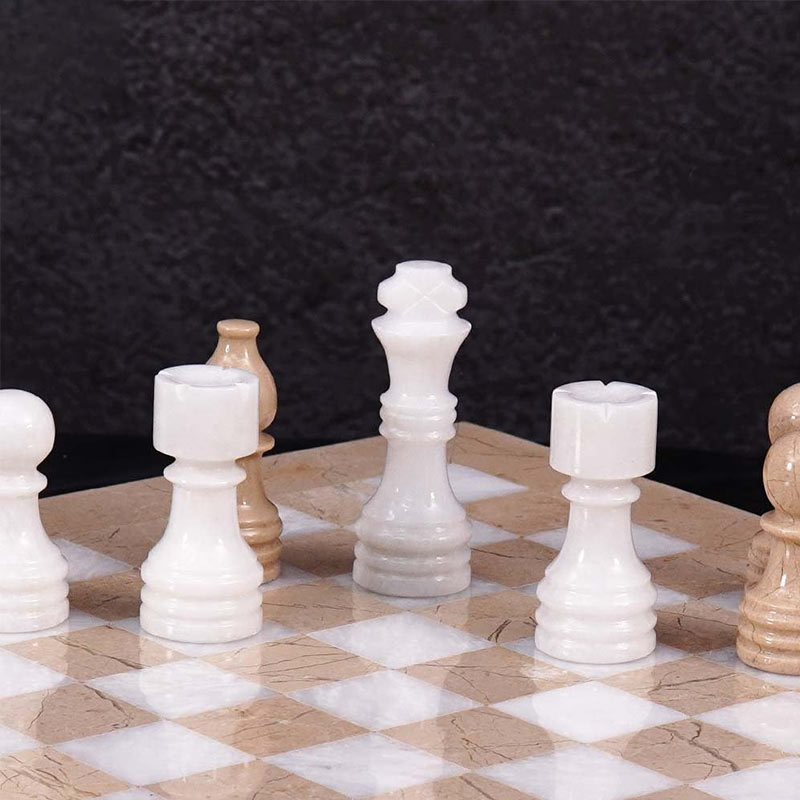 Marble Chess Set 30cm With Standard Box – Verona & White