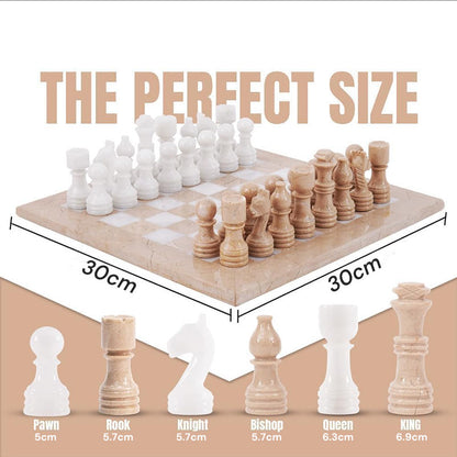Marble Chess Set 30cm With Standard Box – Verona & White