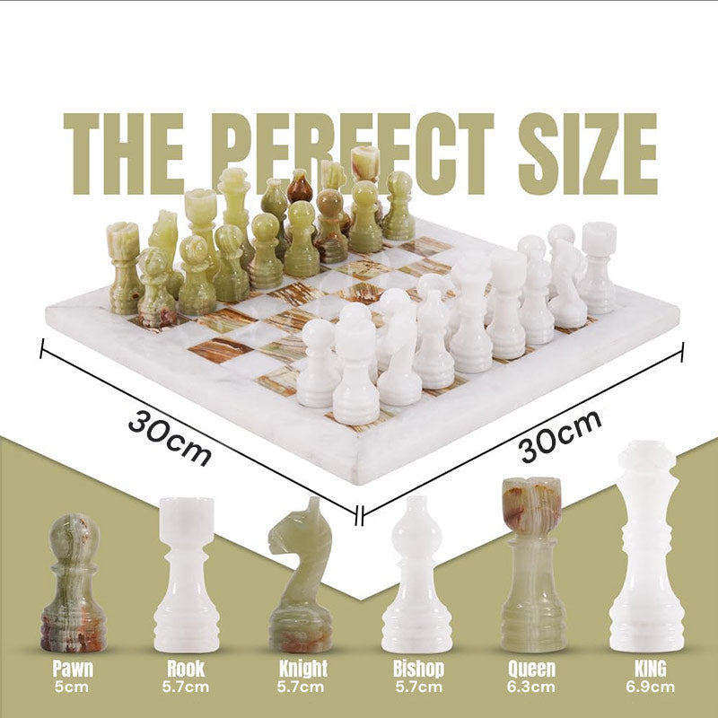 Marble Chess Set 30cm – Green & White