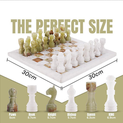 Marble Chess Set 30cm – Green & White