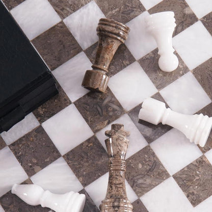 Marble Chess Set 38cm – Oceanic & White