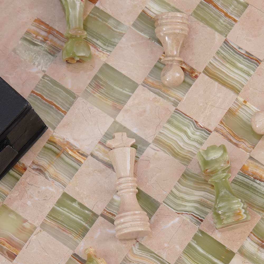 Marble Chess Set 38cm – Green & Verona