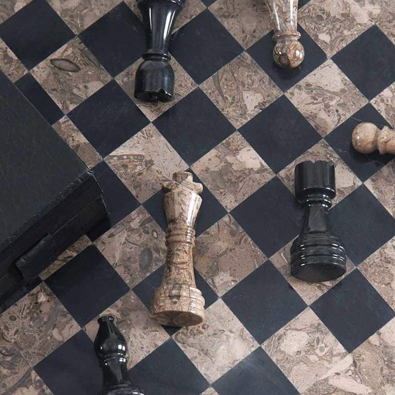 Marble Chess Set 38cm – Black & Oceanic