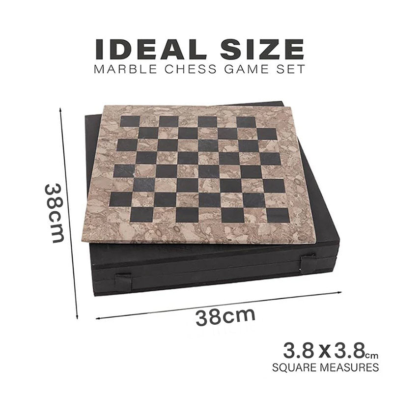 Marble Chess Set 38cm – Black & Oceanic