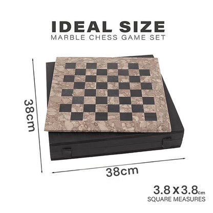Marble Chess Set 38cm – Black & Oceanic