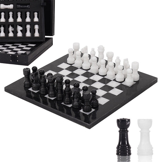 Marble Chess Set 25cm – Black & White