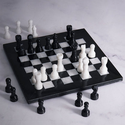 Marble Chess Set 25cm – Black & White