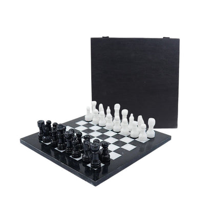 Marble Chess Set 25cm – Black & White