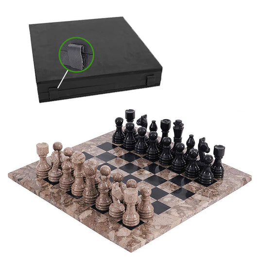 Marble Chess Set 38cm – Black & Oceanic