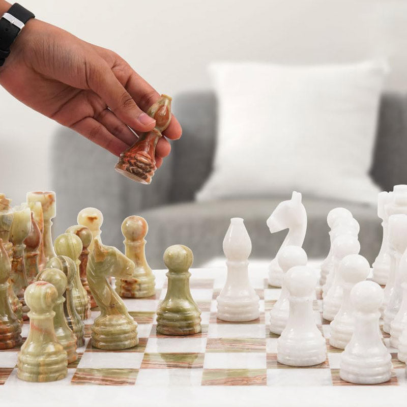 Marble Chess Set 38cm – Green & White