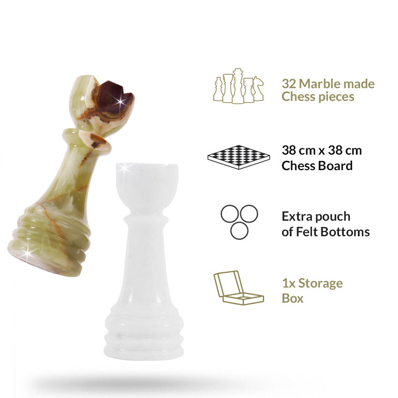 Marble Chess Set 38cm – Green & White