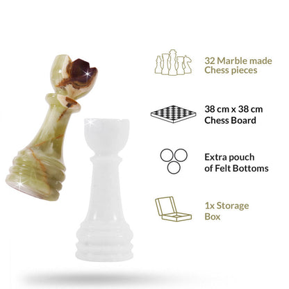 Marble Chess Set 38cm – Green & White