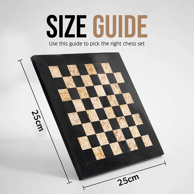 Marble Chess Set 25cm – Black & Coral