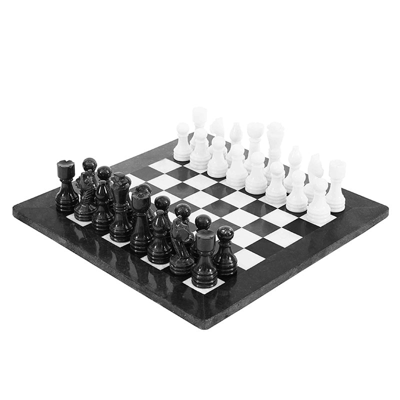 Marble Chess Set 38cm – Black & White