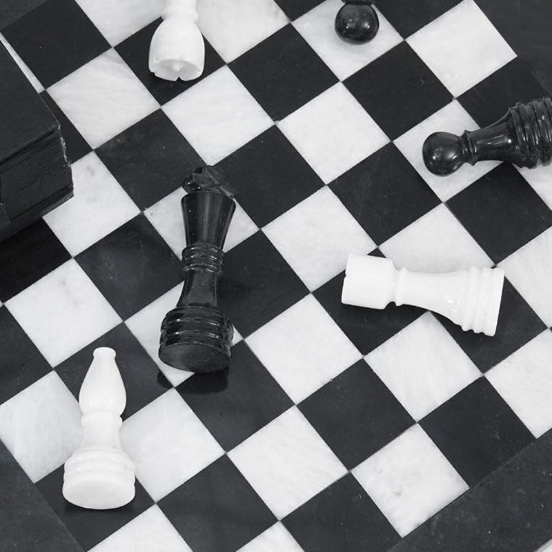 Marble Chess Set 38cm – Black & White