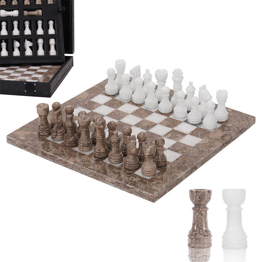 Marble Chess Set 25cm – Oceanic & White